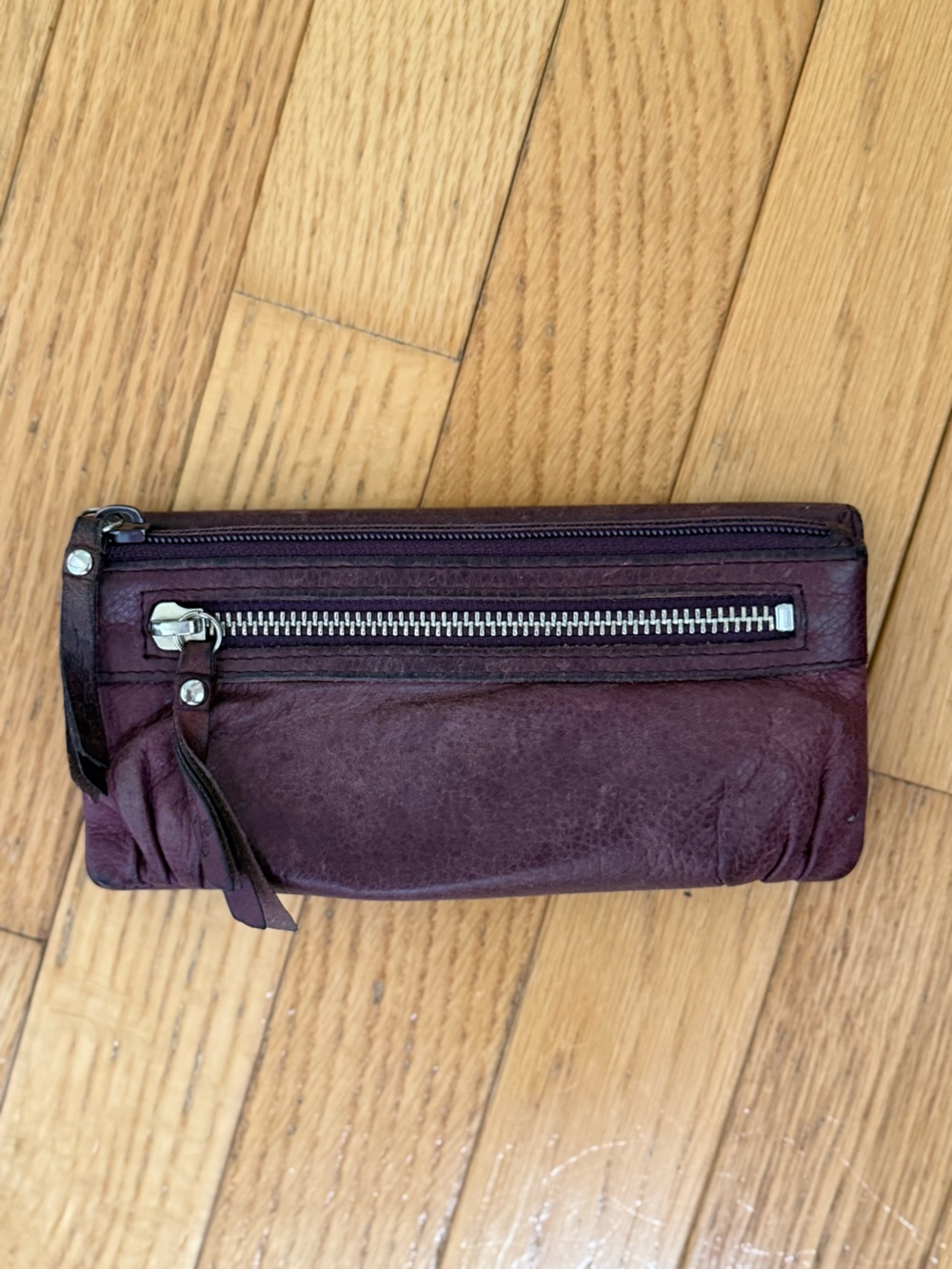 Vintage Fossil Wallet Clutch Leather Red Brown